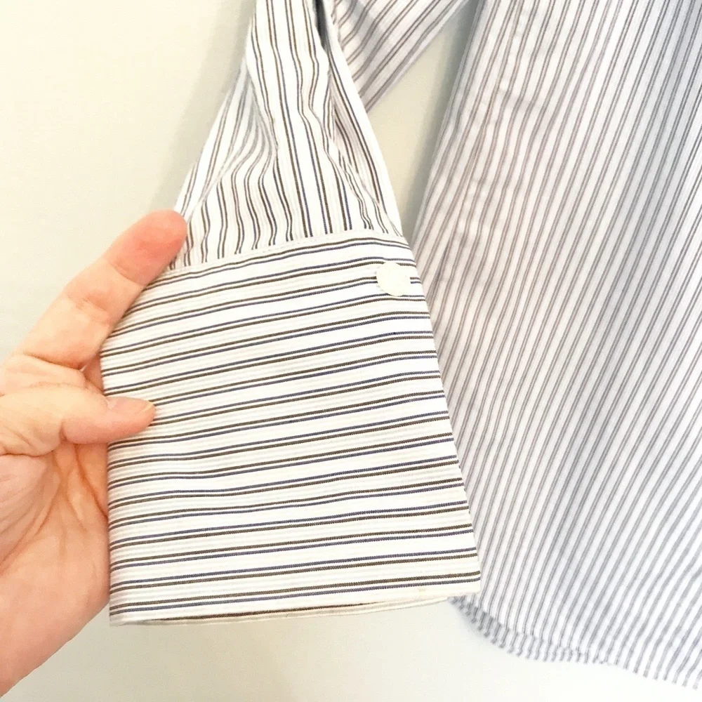 Drew Blue/White Off Shoulder Cotton Button Up Sz S